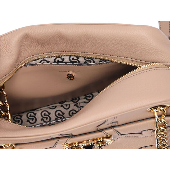 Salvatore Ferragamo Gancini Shoulder Bag 211412 Beige Leather - Picture 9 of 9
